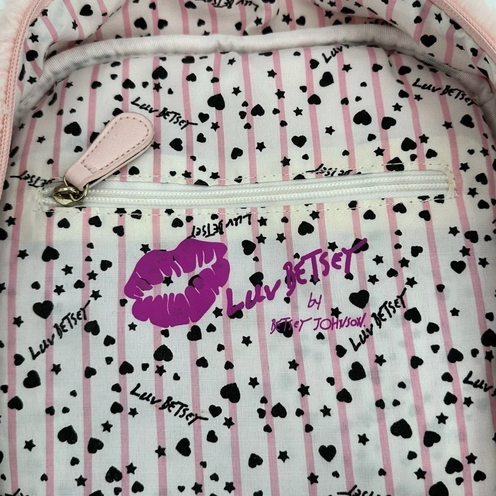 Luv Betsy by Betsy Johnson Pink Rainbow Bunny Hoodie Backpack Soft Plush